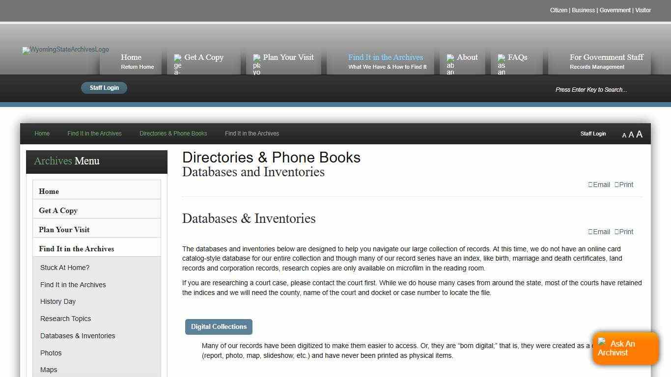 Directories & Phone Books - Wyoming State Archives